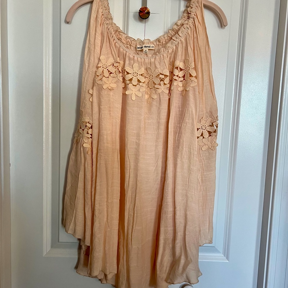 Indigo thread co. Peach open upper arm blouse